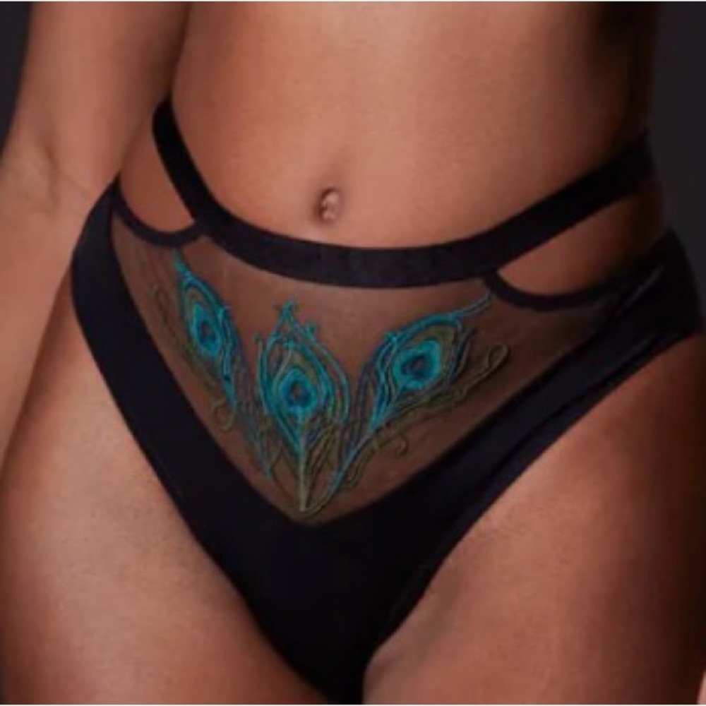 Elegant Black and Blue Embroidered Women's Intimate